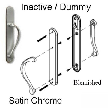 Marvin Ultimate Sliding French Door, Inactive / Dummy wide handle set - Satin/Brushed Chrome - BLEMISHED